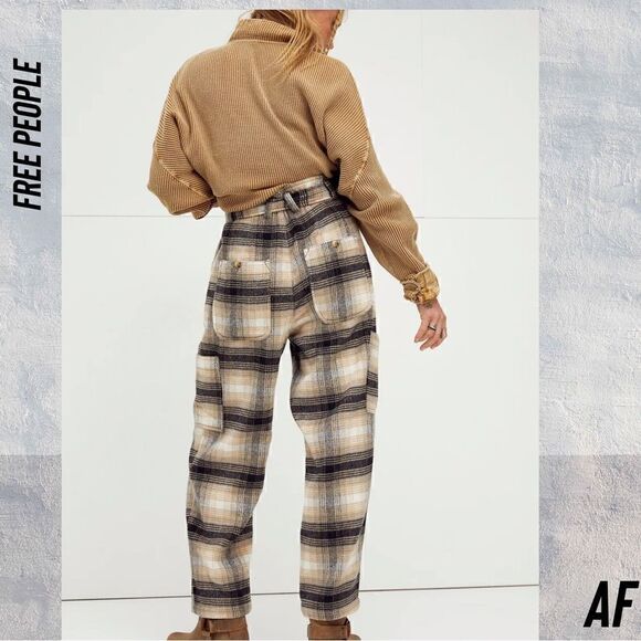 FREE PEOPLE KYE PLAID WOOL HIGH RISE PANTS TROUSERS NEW SIZE 8 - Picture 6 of 7